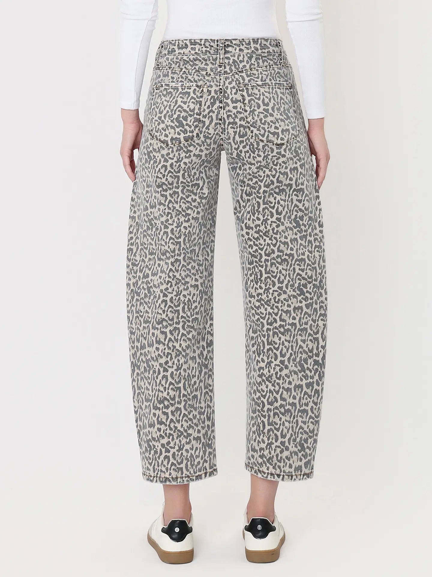 High Rise Leopard Print Utility Barrel Jeans Lovervet by VERVET