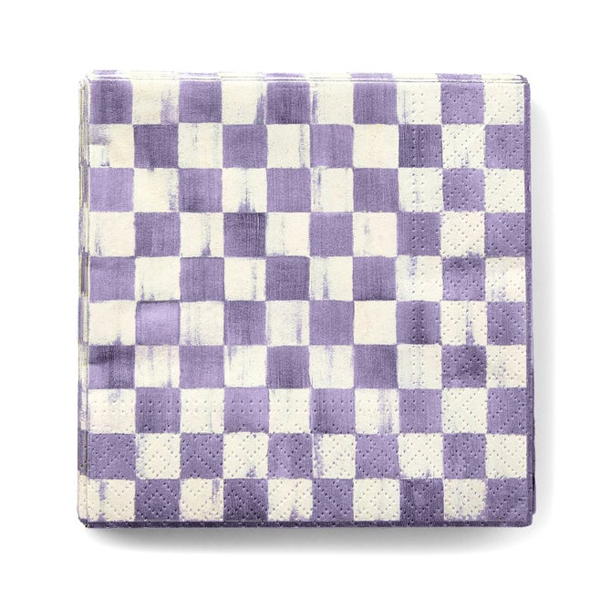 Violet Check Cocktail Paper Napkins