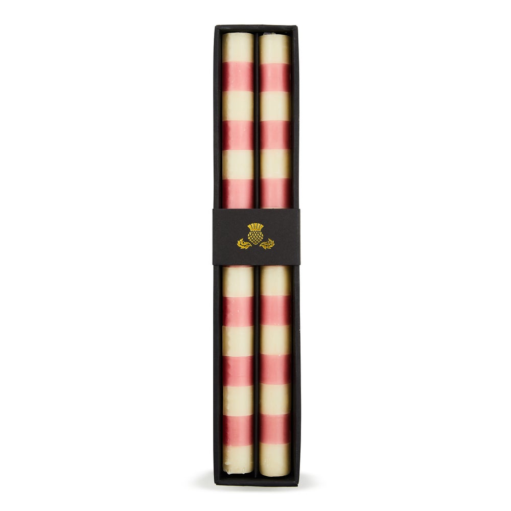 MacKenzie-Childs Bands Pink Dinner Candles Set of 2