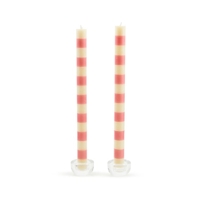 MacKenzie-Childs Bands Pink Dinner Candles Set of 2