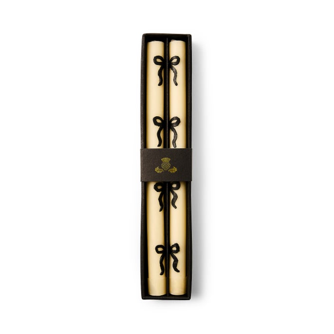 MacKenzie-Childs Black Bow Dinner Candles, Set of 2