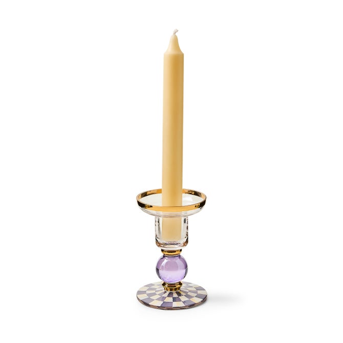 Rosy Check Small Glass Candlestick