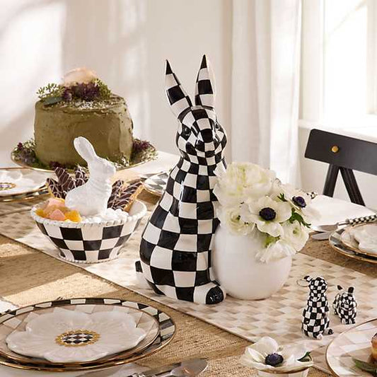 MacKenzie-Childs White Rabbit Ceramic Large Bunny Vase