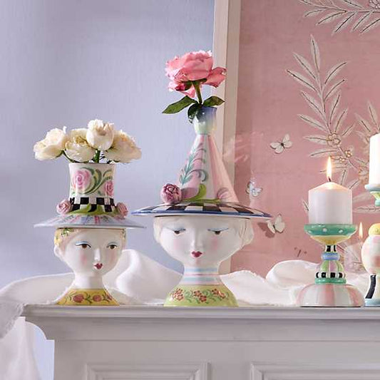 MacKenzie-Childs Rosy Meadow Lady Tulip Lidded Vase