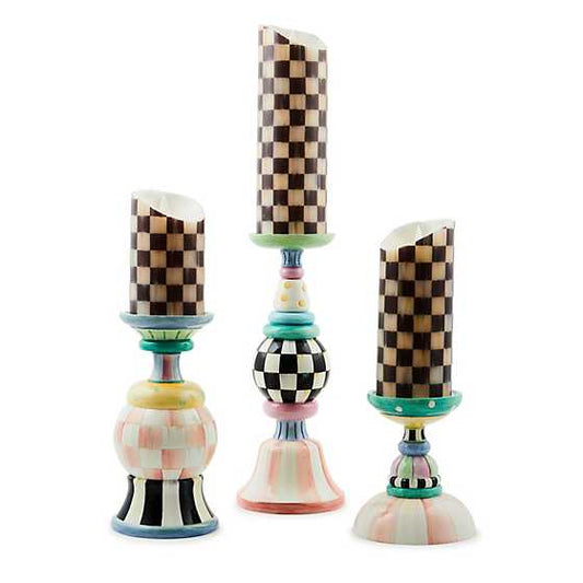 MacKenzie-Childs Rosy Meadow Pillar Candle Holders, Set of 3