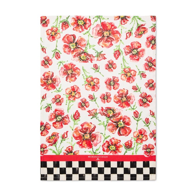New Red Poppies Printed Dish Towel