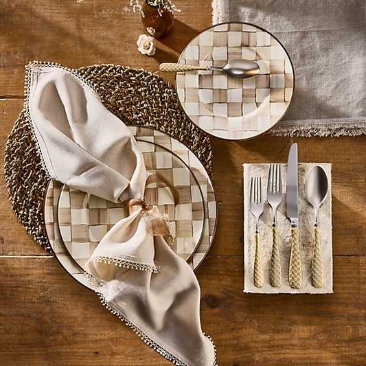 Mocha Check Charger/Plate