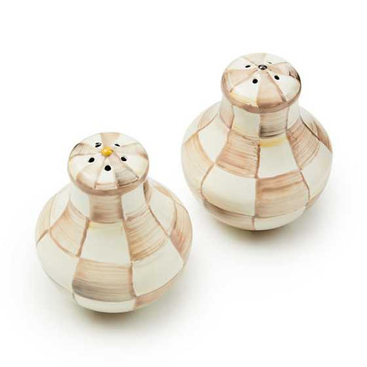 MacKenzie-Childs Mocha Check Salt & Pepper Shakers
