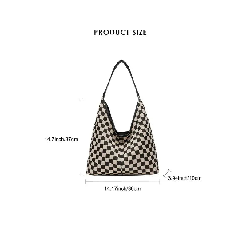 Checkered Hobo Tote Bag