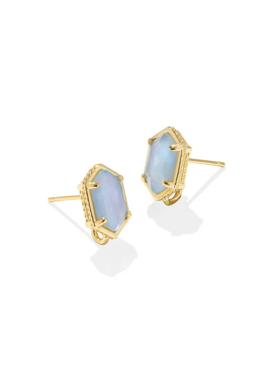 KENDRA SCOTT Hallie Convertible Drop Earrings Gold/Sky Blue MOP