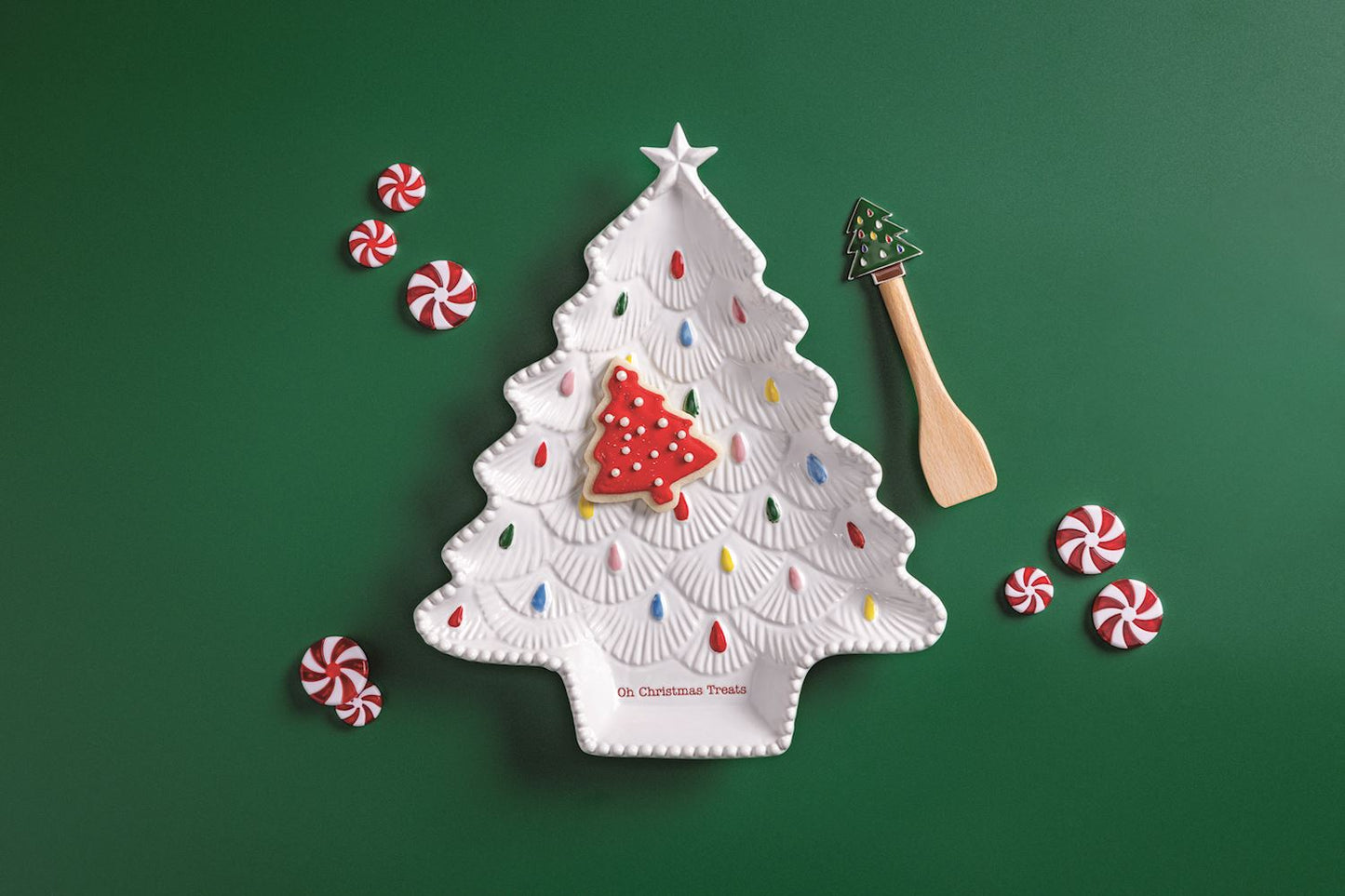 MUDPIE Christmas Tree Cookie Plate Set
