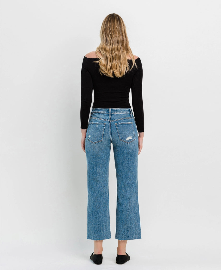 FLYING MONKEY High Rise Crop Slim Wide Jeans
