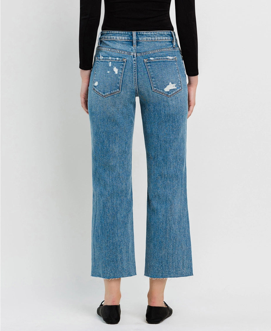 FLYING MONKEY High Rise Crop Slim Wide Jeans