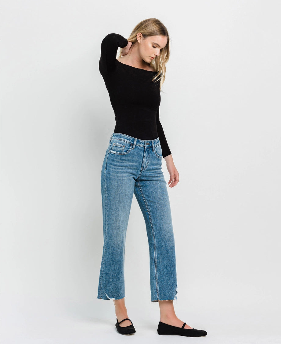 FLYING MONKEY High Rise Crop Slim Wide Jeans