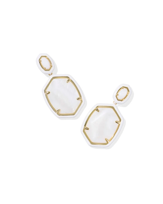 KENDRA SCOTT Daphne Enamel Frame Gold Drop Earrings