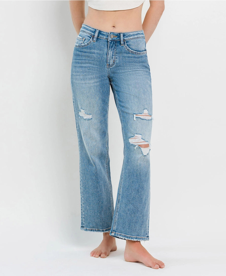 VERVET by FLYING MONKEY High Rise Distressed Slim Wide Jeans