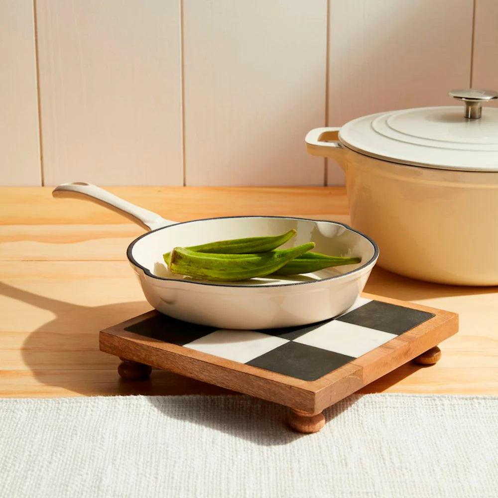 Mudpie Black & White Check Trivet