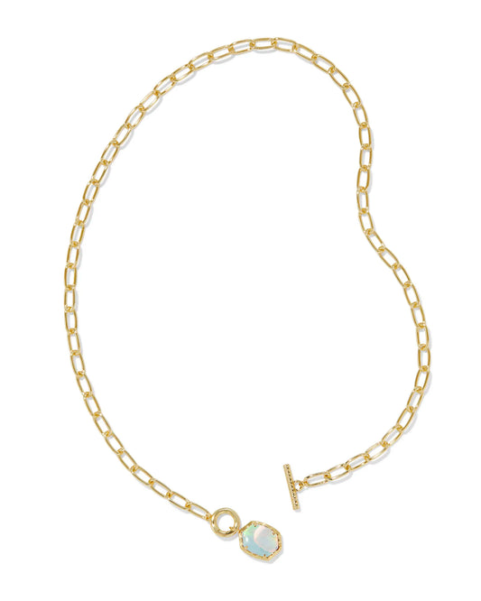 Kendra Scott Daphne Convertible Link Chain Necklace Gold Dichroic Glass