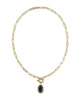 Elisa Gold Enamel Link and Chain Necklace Black
