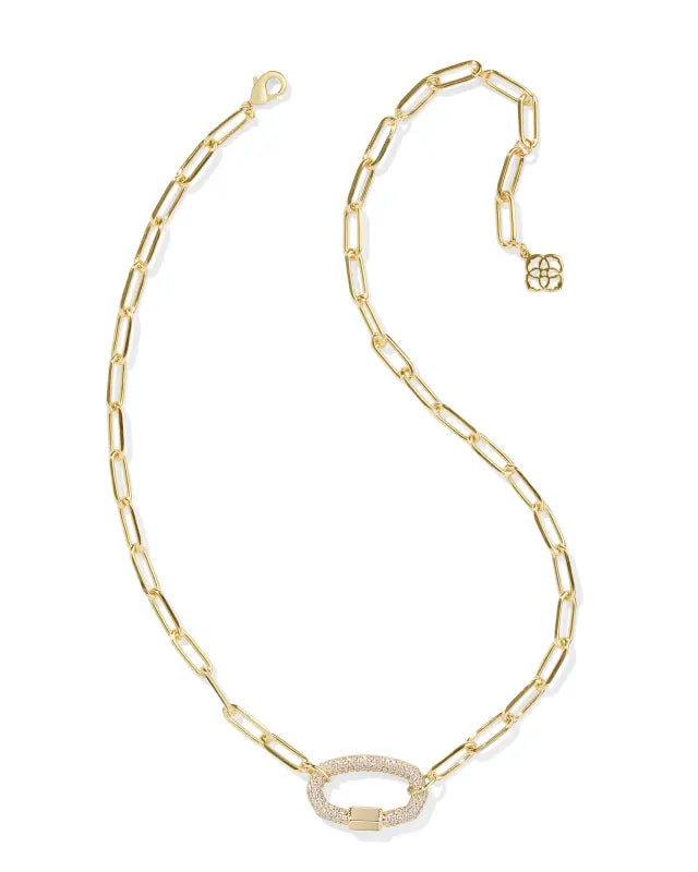 KENDRA SCOTT Emery Gold Link and Chain Necklace in White Crystal