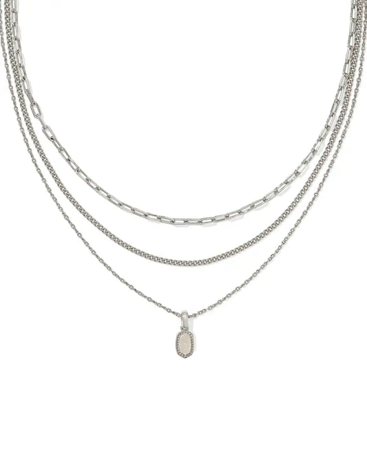 KENDRA SCOTT Mini Elisa Silver Triple Strand Necklace