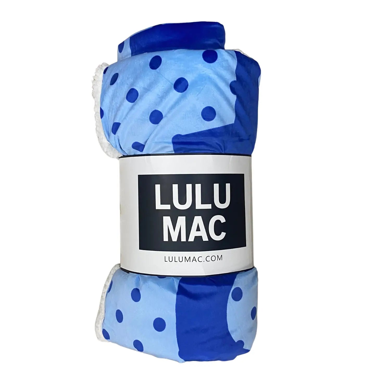 Lulu Mac Blanket Light Blue with Navy Dots