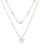 Ari Heart Multi Strand Necklace in Silver