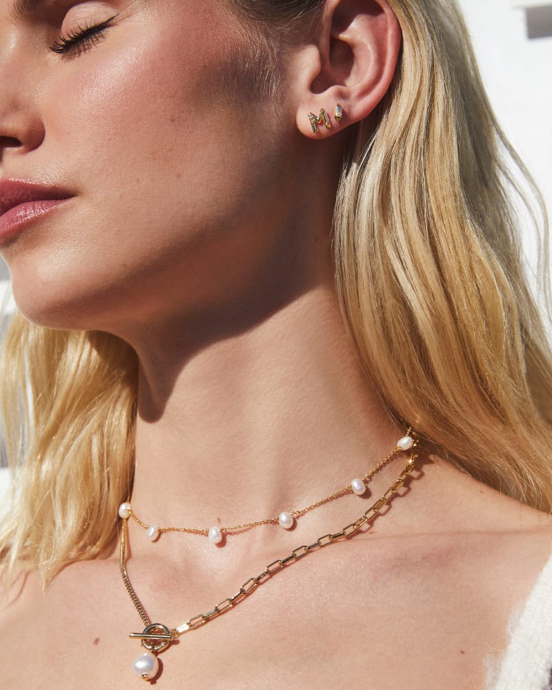 KENDRA SCOTT Leighton Gold Pearl Strand Necklace in White Pearl