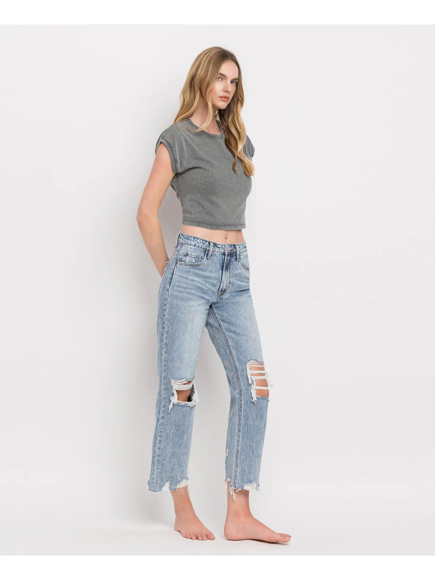 Super High Rise Crop Straight Jeans