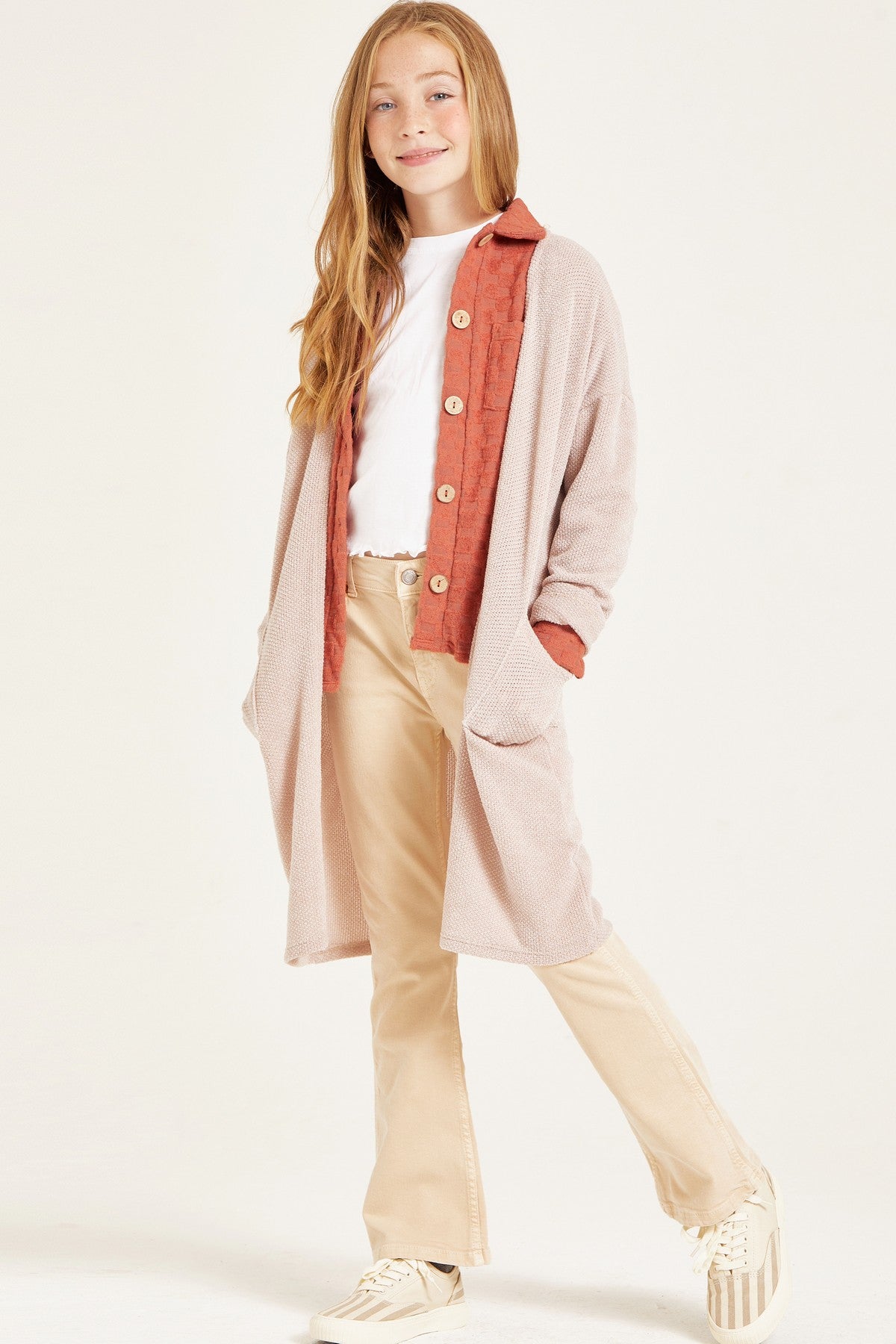 Open Front Popcorn Knit Cardigan