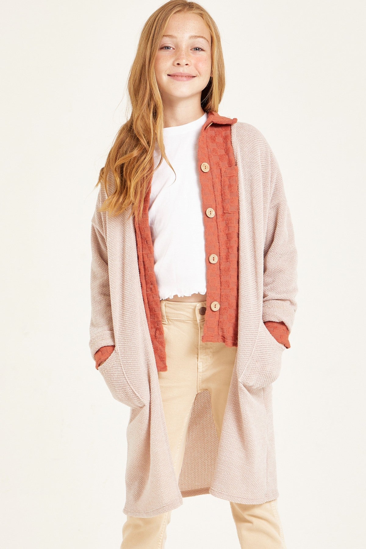 Open Front Popcorn Knit Cardigan