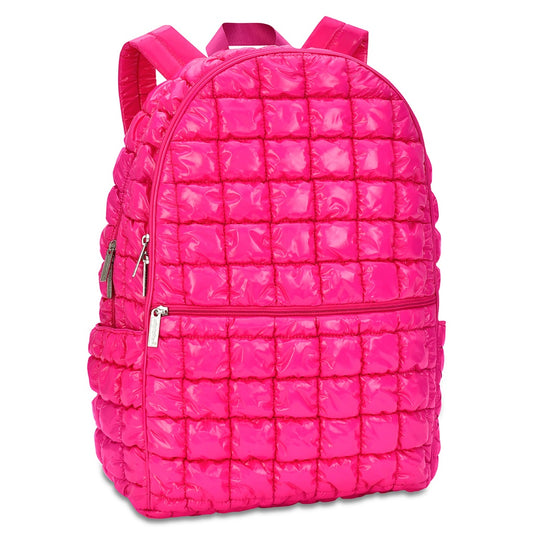 Hot Pink Shiny Puffer Backpack