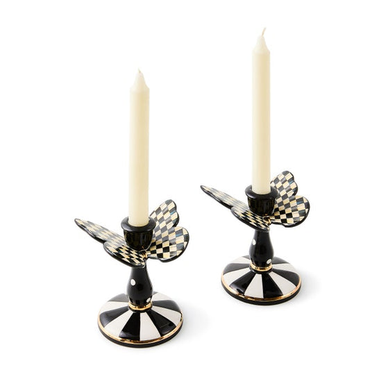 Courtly Check Tall Butterfly Candlesticks, Set of 2