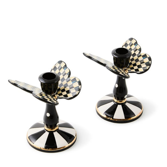 Courtly Check Tall Butterfly Candlesticks, Set of 2