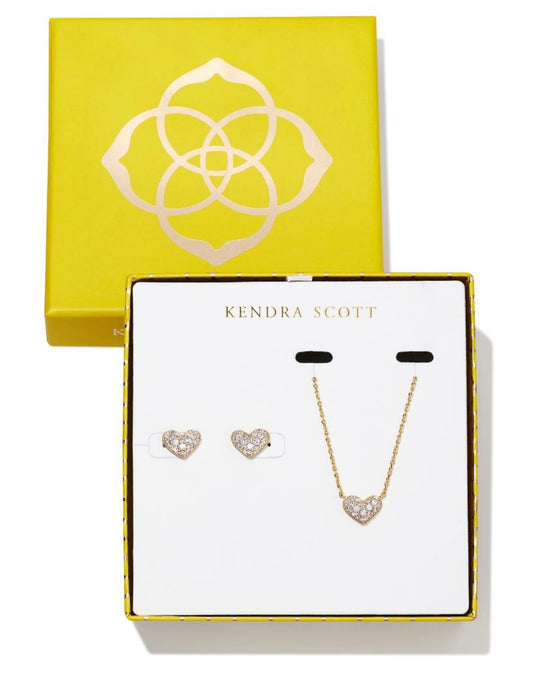 KENDRA SCOTT Ari Pave Crystal Heart Pendant & Stud Gift Set