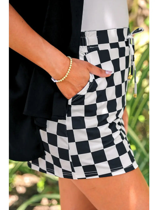 Checkerboard Checkered Skort