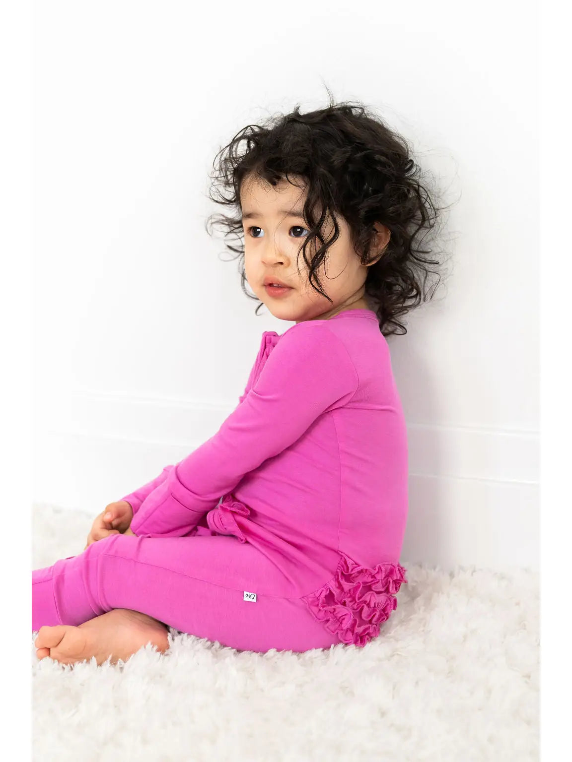 Korrie Pink Bamboo Ruffle Convertible Footie