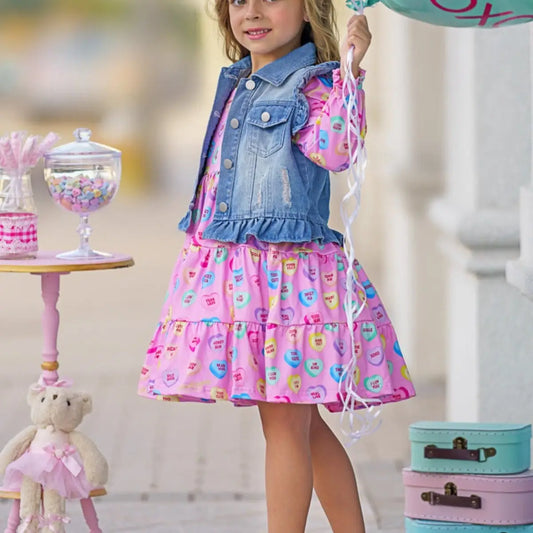 Sweethearts X Mia Belle Girls Darling Valentine Vest and Dress