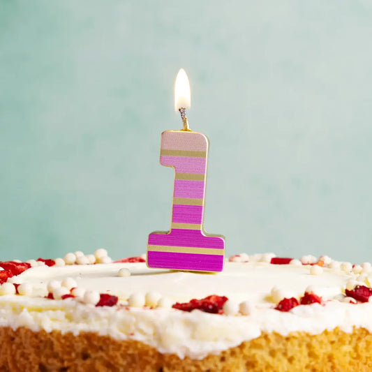 Pink & Gold Number Birthday Candle - 1