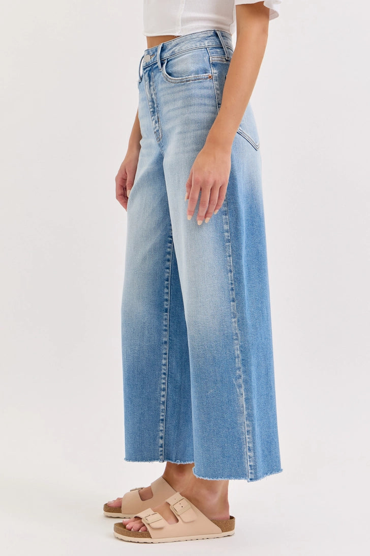 CELLO High Rise Crop Wide Leg with Raw Hem