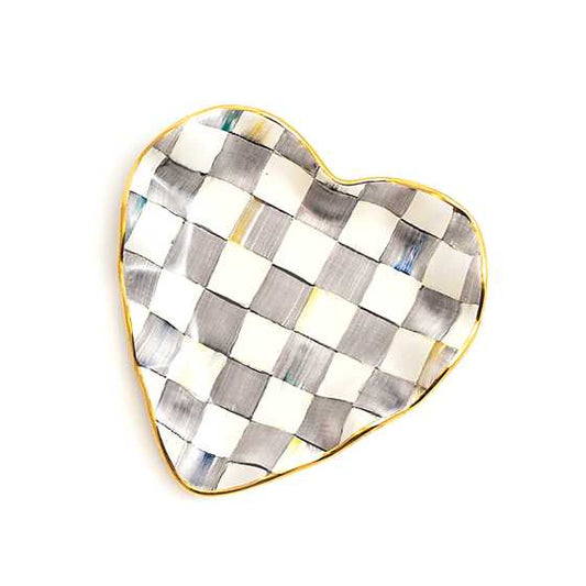 MacKenzie-Childs Sterling Check Fluted Heart Plate