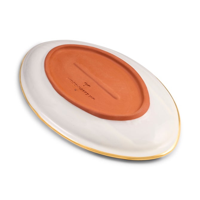 Red Check Ceramic Football Platter