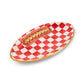 Red Check Ceramic Football Platter