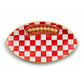 Red Check Ceramic Football Platter