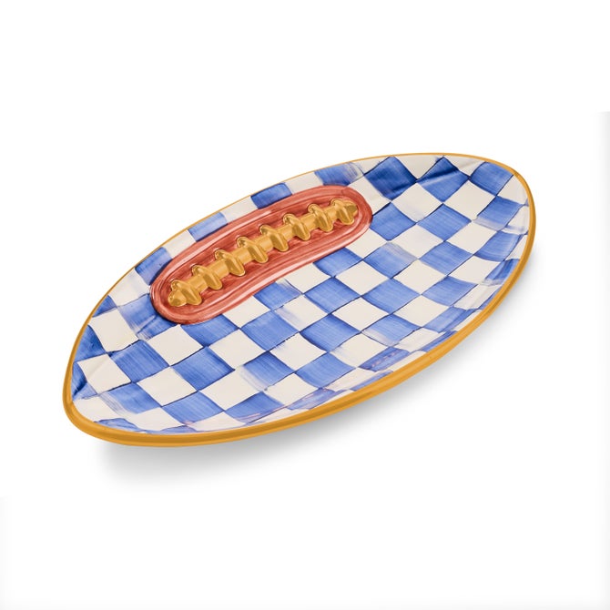 Royal Check Ceramic Football Platter