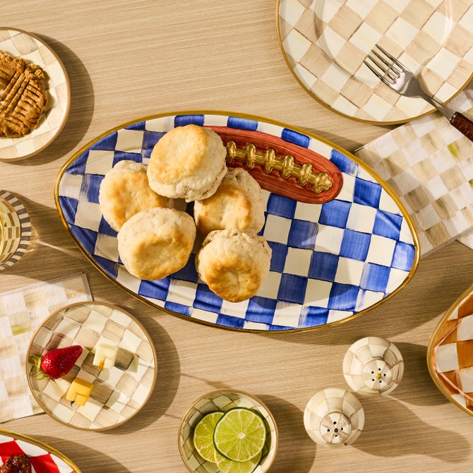 Royal Check Ceramic Football Platter