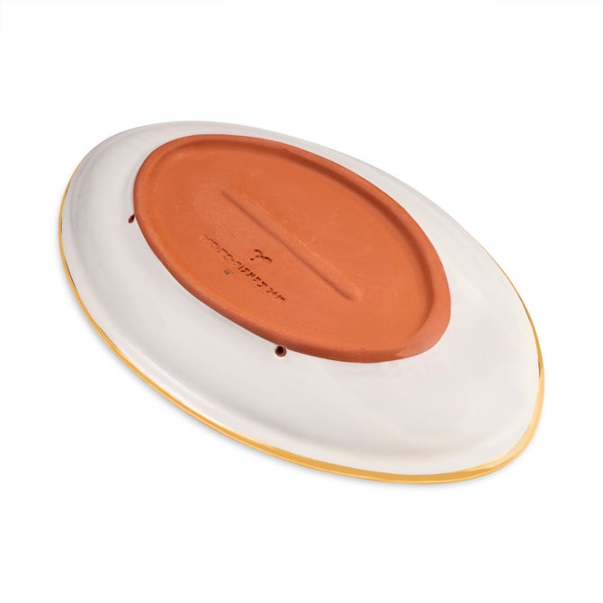 Ginger Check Ceramic Football Platter
