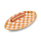 Ginger Check Ceramic Football Platter