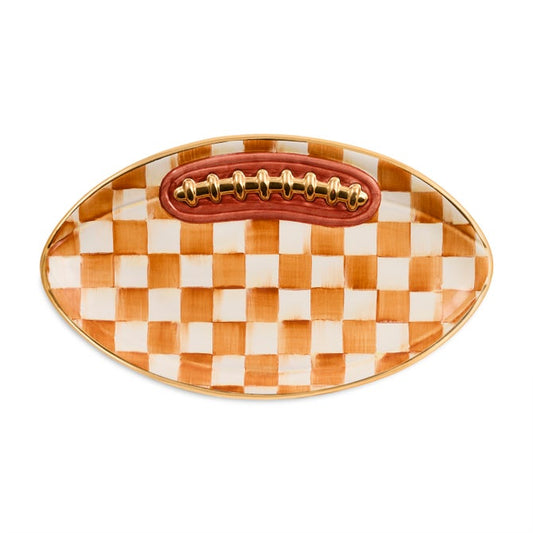 Ginger Check Ceramic Football Platter