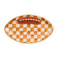 Ginger Check Ceramic Football Platter